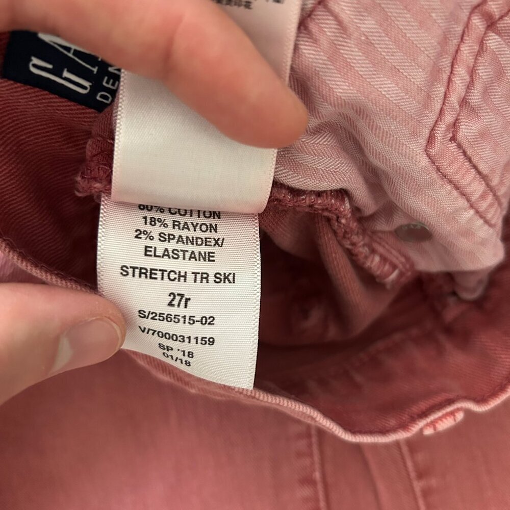 GAP True Skinny Jeans Womens 27R Wild Rose Pink Stretch Frayed Hem - Picture 7 of 10